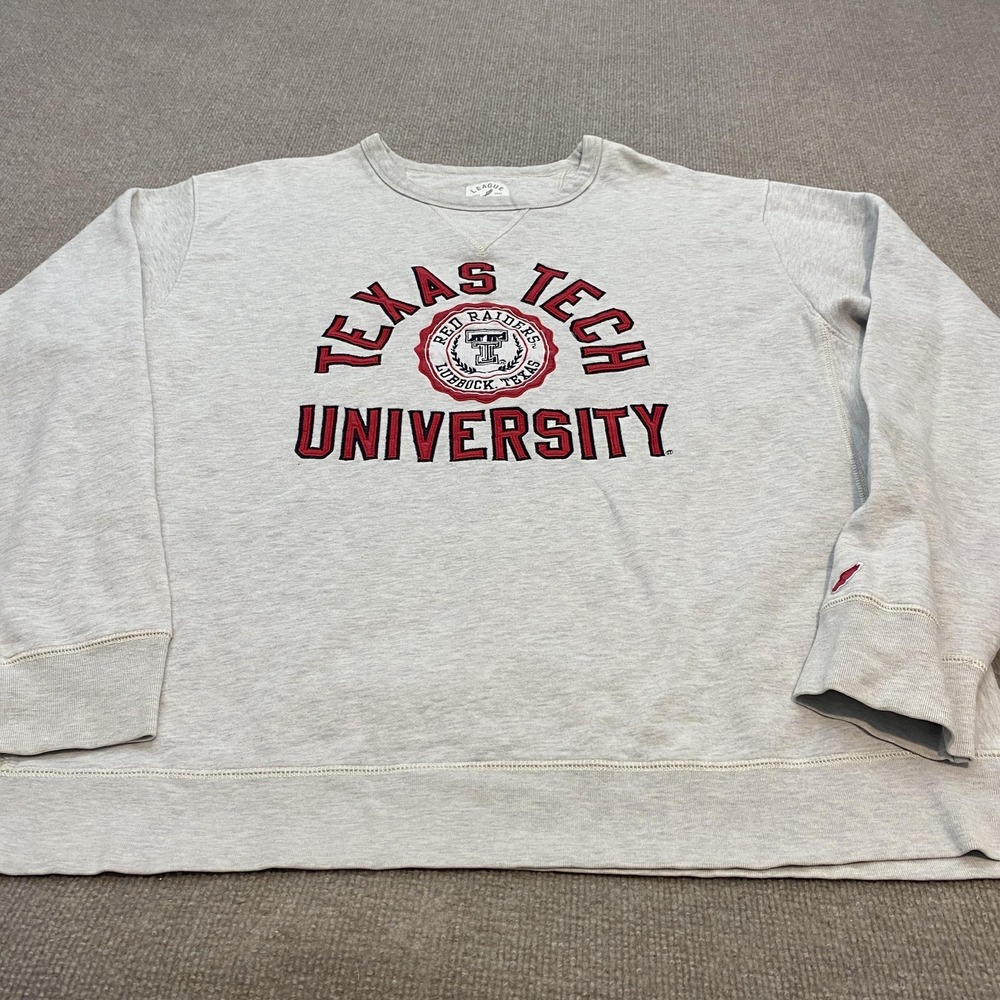 Texas Tech Red Raiders Sweatshirt Mens 2XL Gray NCAA College League Crew Fleece